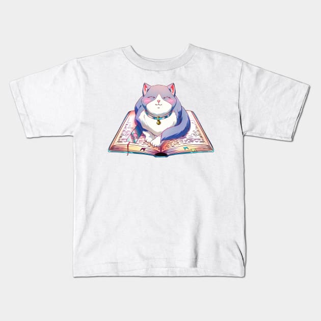 Book cat Kids T-Shirt by AnGo